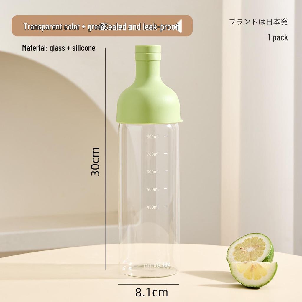 Bollitore in Vetro a Forma di Bottiglia di Vino: Vetro ad Alto Borosilicato per Acqua Fredda, Caffè Filtro Manuale o Tè alla Frutta con Filtro.