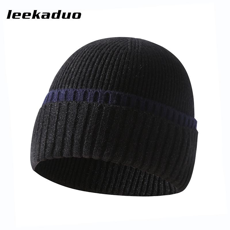 Rabbit Velvet Core-spun Yarn Knitted Hat Winter Couple Men's and Women's Thickened Wool Hat Two-color Double-flanged Casual Pullover Cold Hat