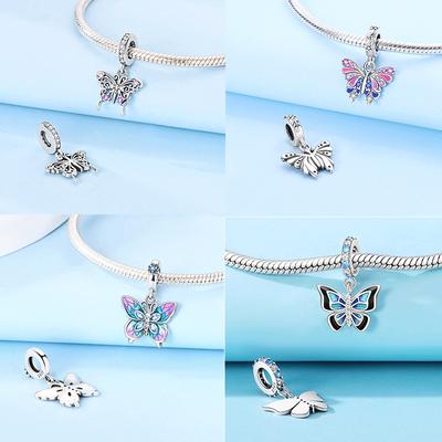 Original Charms Copper Red Butterfly Color Bowknot Beads Pendant Fit Diy Bracelet Necklace Jewelry Making Birthday Fine Gift