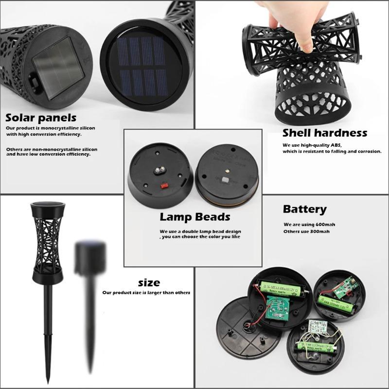 1/2/4 stk Solcelle Ganglys Utendørs LED-lampe med Varmt/Farget Lys Solcelle Hagelys Landskap Plenlampe for Gård Terrasse