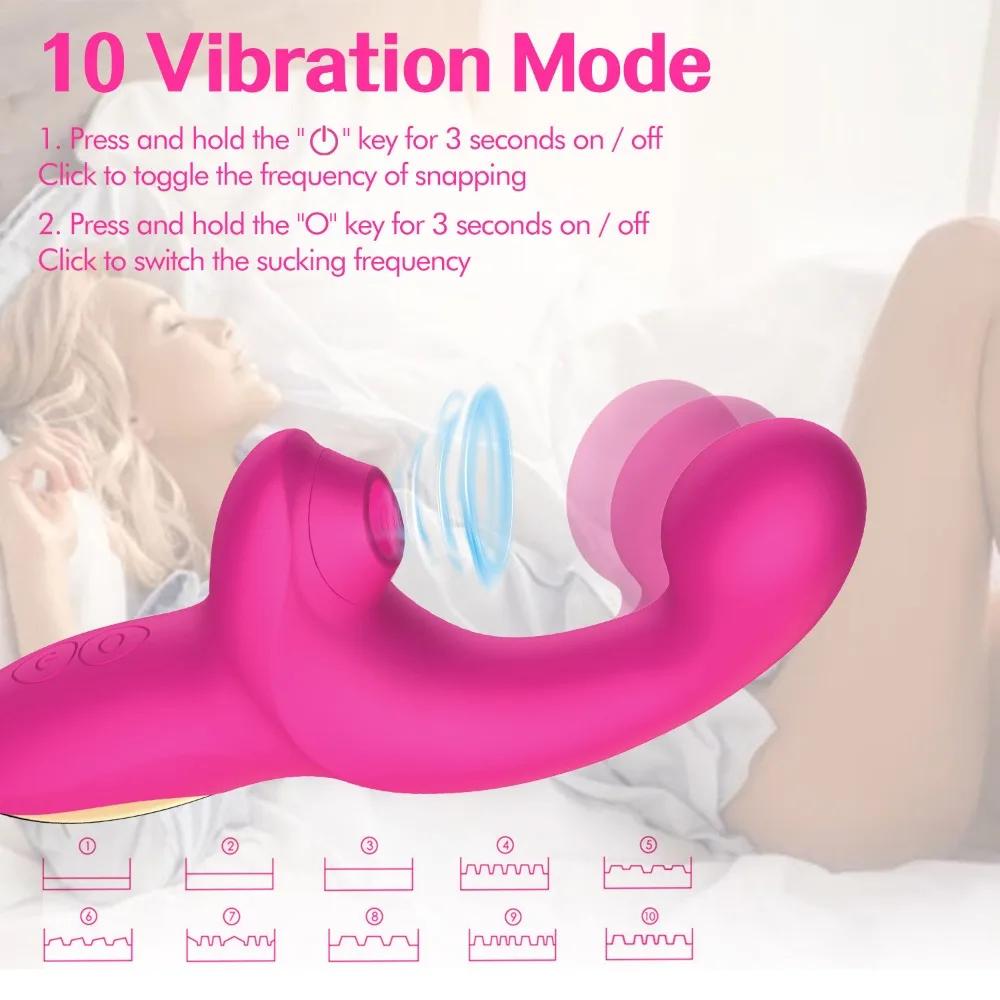 Sucking Vibrator Clitoral G Spot Stimulation Adult Sex Toys for Women Vibrating Finger Wiggling Massager Stimulator Dildo 18+