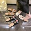 Xiaoxiangfeng Flat-bottomed Metal Buckle Bag Head Half Slippers Women's Outer Wear 2025 New Summer Mary Jane Sandals Single Shoes