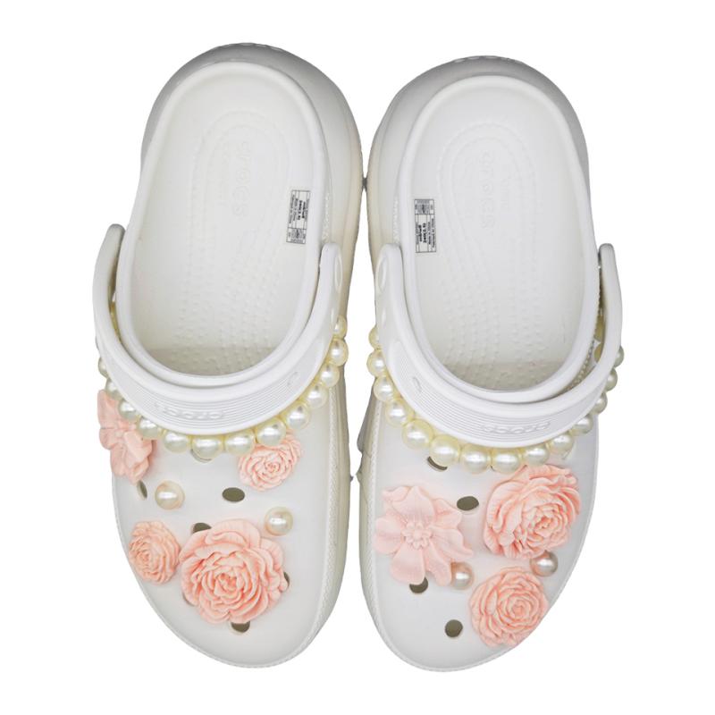 Crocs Crush Clog SIN3A White Peach Elegant Comfortable Hole Shoes Unisex White