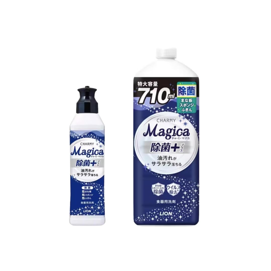 

Char Me Magica C H A R M Y M a g i c a Dishwashing Detergent Disinfecting 220ml Refill Citrus [Bulk Purchase] + (Base + 710ml, Green)
