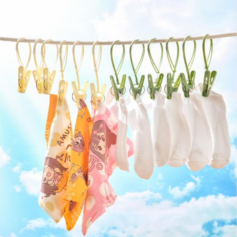 12-Pack Hook Clip Clothes Hanger Household Clothesline Strong Small Windproof Clips For Drying Clothes Socks And Underwear