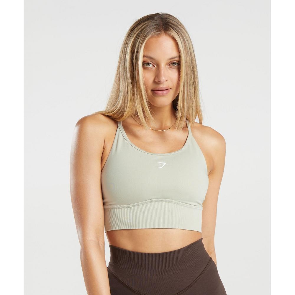 

GYMSHARK Sweat Seamless Longline Sports Bra Washed Stone Brown B4A5B NBY5