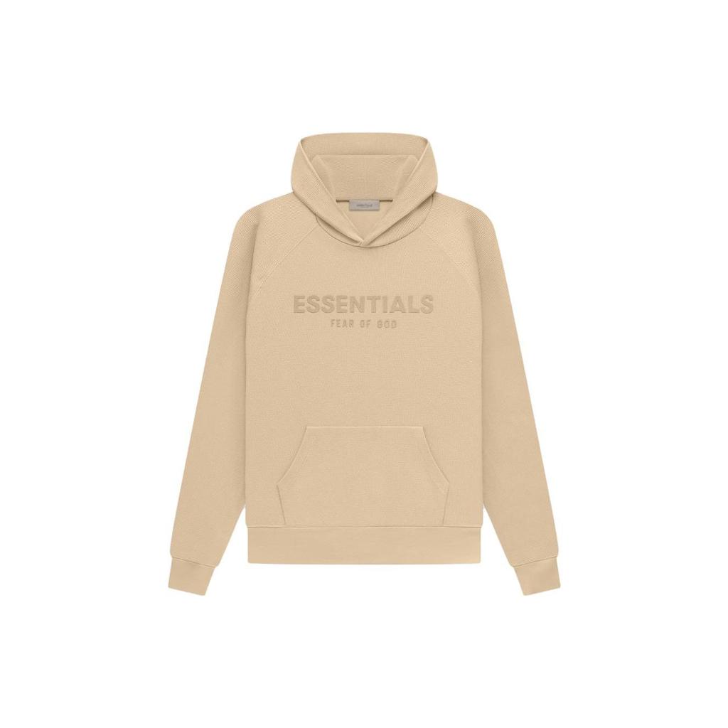 Fear of God Essentials SS23 Waffle Raglan Hoodie with Logo Print Men Hoodie Sand White FOG-SS23-035