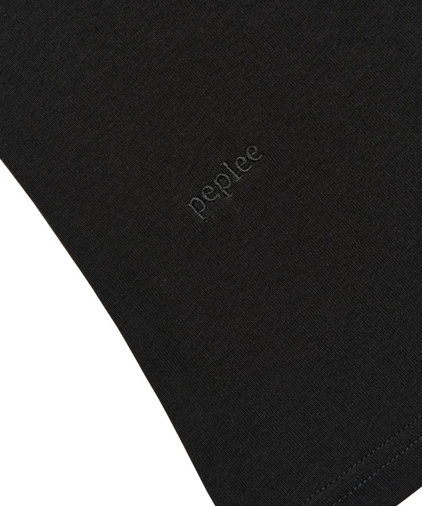 Pepeulli Button Cap Sleeve Collar Tee (Black)