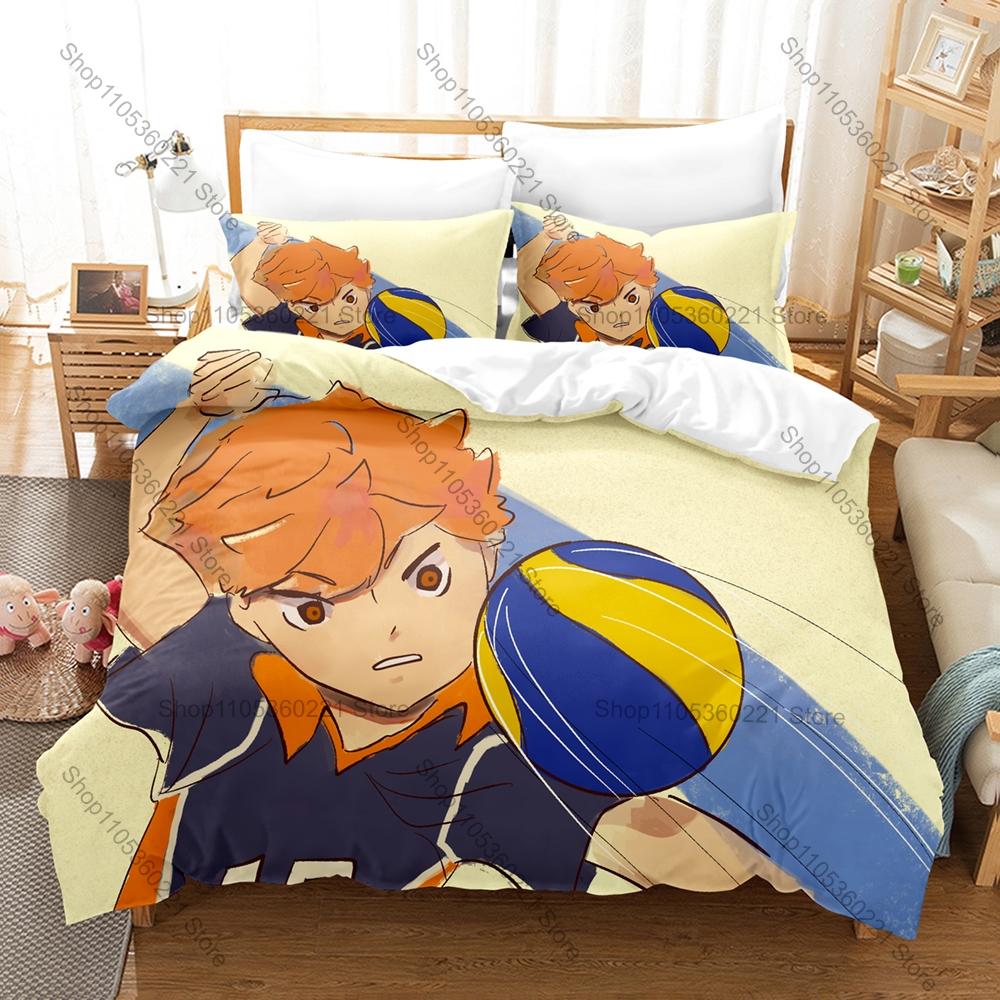 Cool Kuroo Tetsuro Kenma Kozume Cat Logo Nekoma Uniform Volleyball Court Duvet Cover + 2 Pillowcases Sports Anime Bed Linen