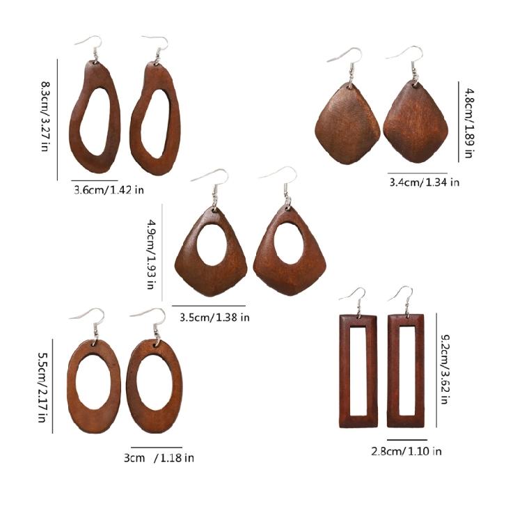 Elegant Wooden Earrings Geometric Design Lightweight And Comfortable Great For Enhancing Fall And Winter Fashion Styles