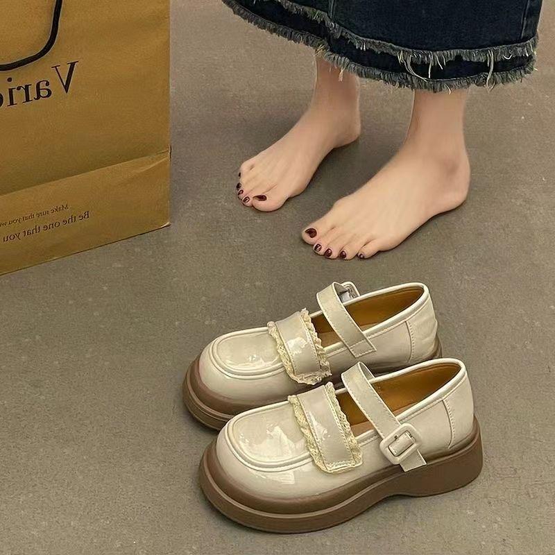 College platform Mary Jane single shoes women's summer new versatile student retro big head small leather shoes