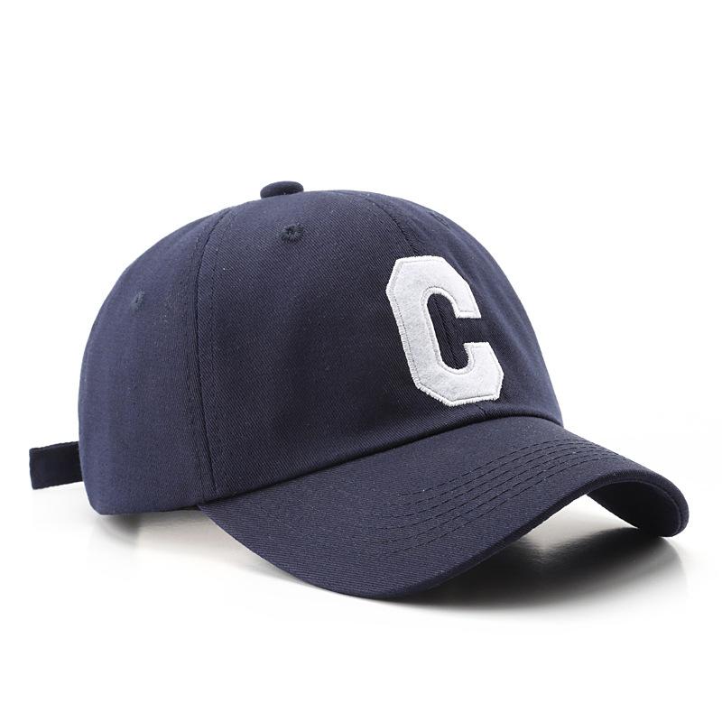 Gorra de béisbol estilo coreano Moda retro Gorra con visera Bordada con letra C grande Visera para protección solar al aire libre Gorro para hombre y mujer