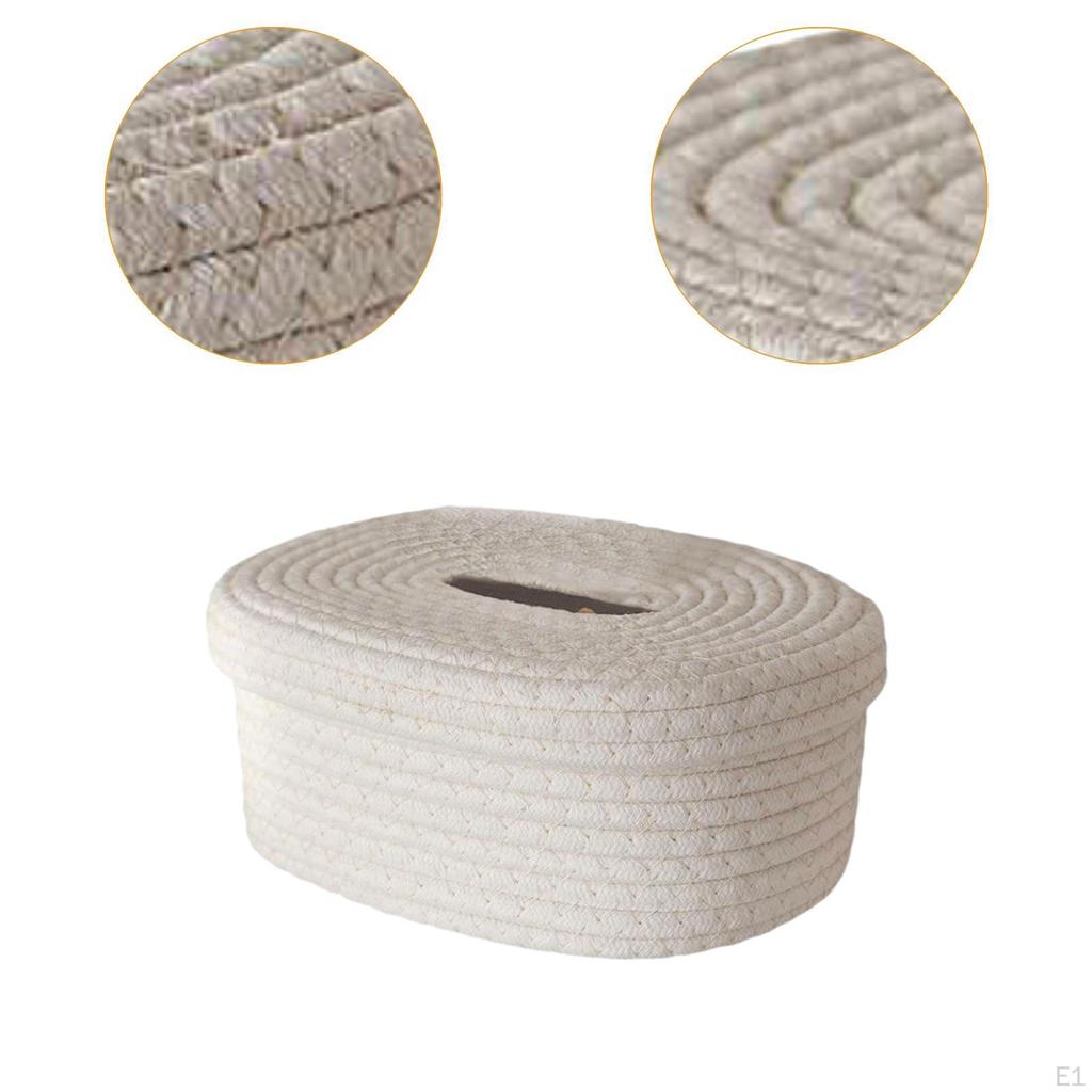 Cotton Rope Tissue Box, Holder, Decorative Case, Dispenser, Box Cover for Home,