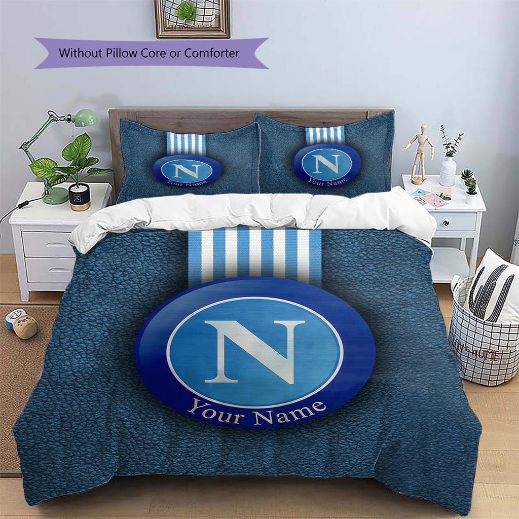 SSC Napoli Custom Name Pattern Bedding,Quilt Set Quilt Cover Pillowcase Home Birthday Gift(1 * duvet cover + 2 * pillowcase, without core)