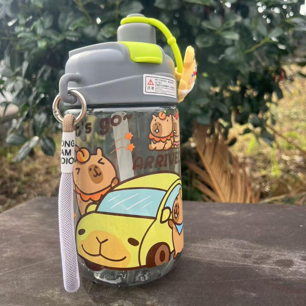 Large Capacity Capybara Water Bottle TPR 600ML Double Drinking Cup Cartoon Children Cup  Kids