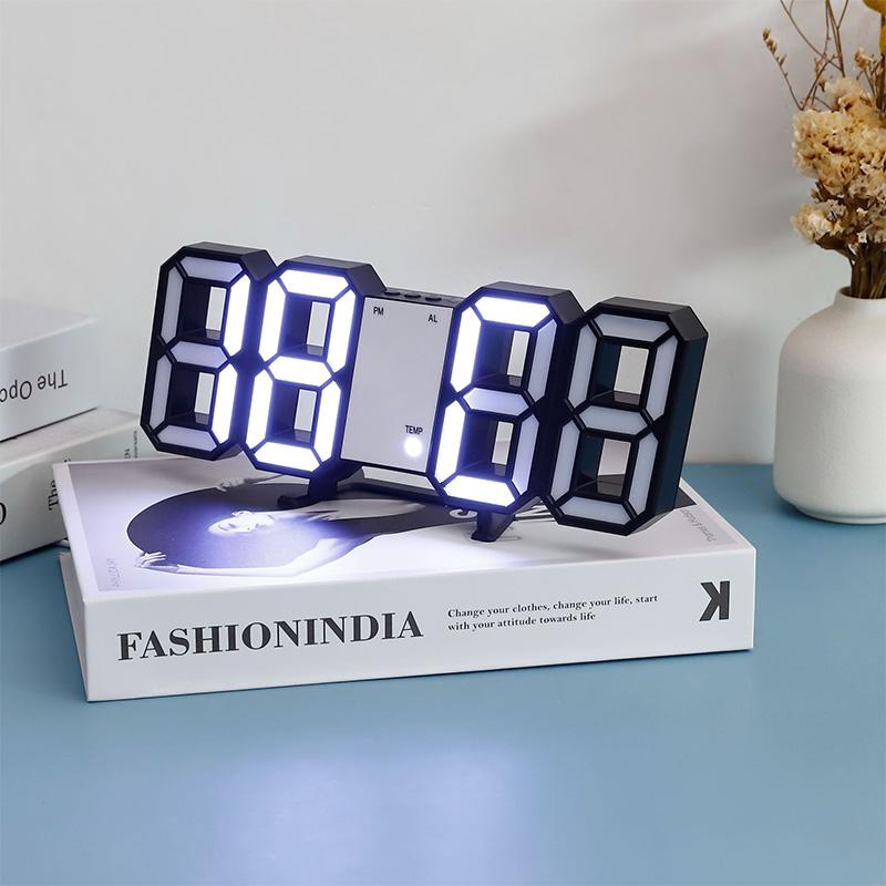3D Digital Alarm Clock USB Plugged In Student Electronic Alarm Clock Multifunctional Night Light Clock Home Decoration Ornament