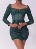 Sexy Netzspitze Langarmkleid, Heißer Verkauf High-End Transparentes Bodycon Mini-Kleid für den Nachtclub