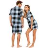 Couple Matching Pajama Set Short Sleeve Button Down Sleepwear Set with Shorts Soft Casual Loungewear S To XXXXL