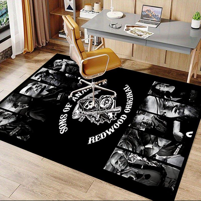 1pc Sons of Anarchy Themed Office Carpet Chair Mats - Durable Polyester Rug for Home Theater, Office, Dorm Room Decor - tA100