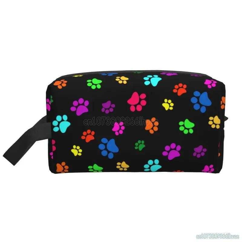 Multicolor Paws Dog Makeup Bag Waterproof Travel Cosmetic Bag Toiletry Pouch Organizer for Women Large Capacity Storage Bags