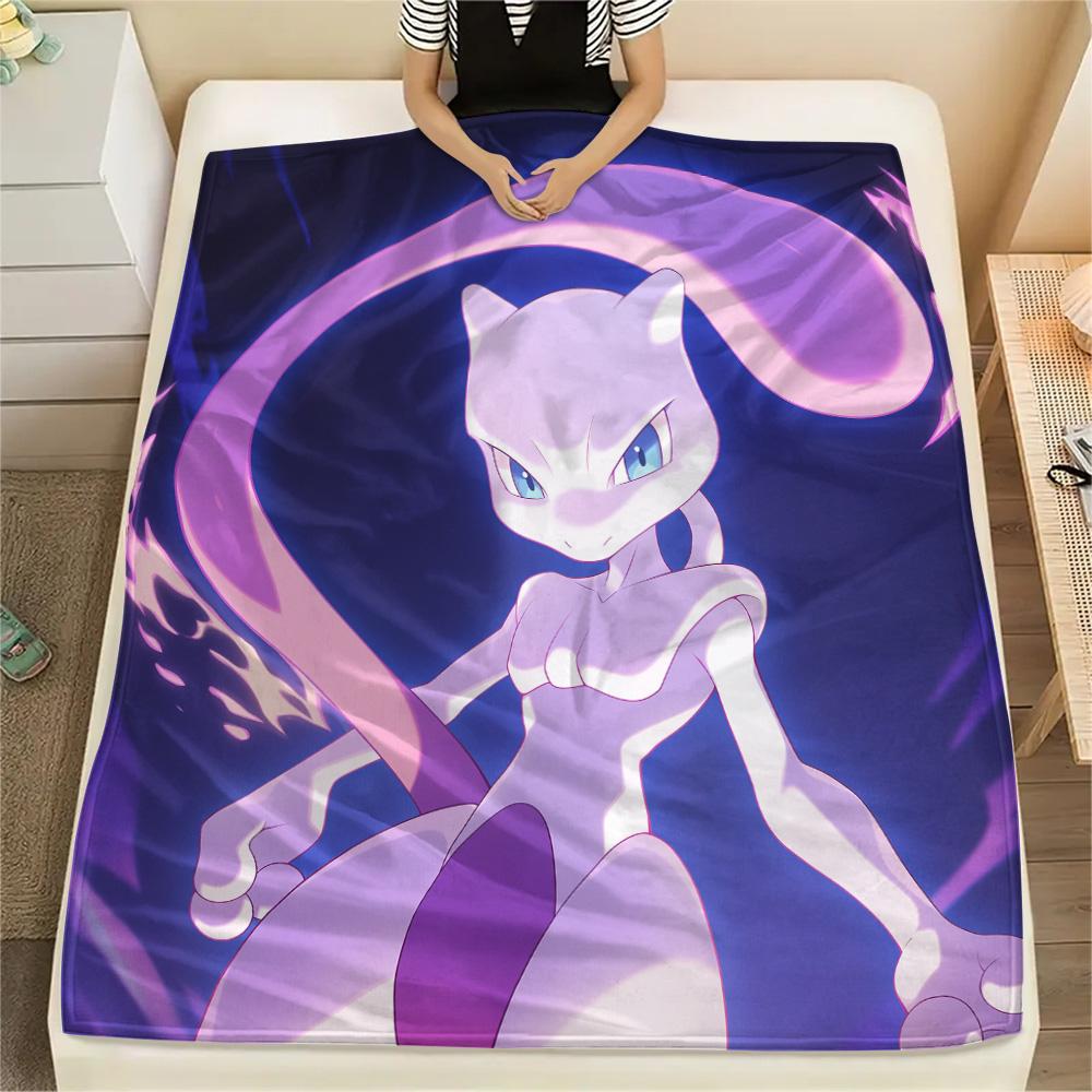 Coperta in Flanella con Stampa Mewtwo, Alta Qualità, Confortevole per Tutte le Stagioni, Arredamento per la Casa, Calore e Comfort