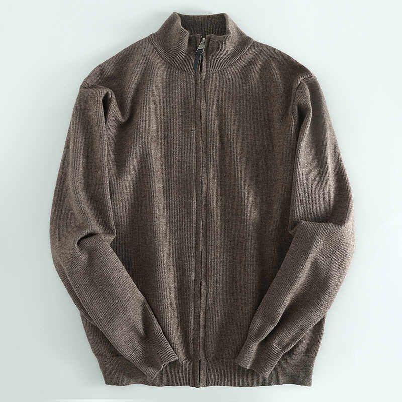 Export Label Cutting Tail Order Men Temperament Commute Stand Collar Men Zipper Cardigan Outerwear Sweater Heavy Weight Weight Tops