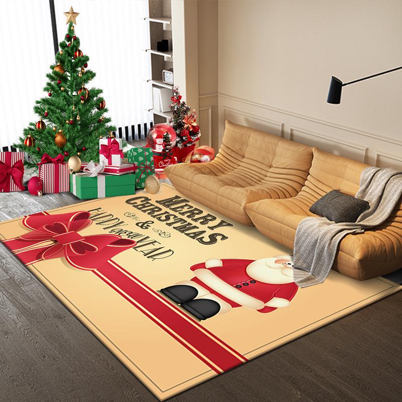 Tappeto di Natale Cartone Animato Babbo Natale Camera da Letto Comodino Soggiorno Area Divano Tappeto Grande Antiscivolo Tappetino per Pavimento Ingresso Zerbino