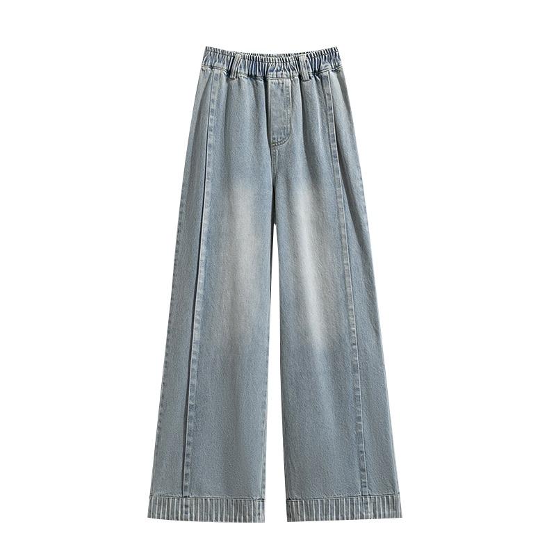 DIMANAF 2026 Autumn New Plus Size Women Casual Loose Denim Jeans Long Pants Blue Lady Bottoms
