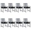 Day and Night - Day and Night Garden Chairs with Cushions 8 Pcs Solid Gray Acacia Wood