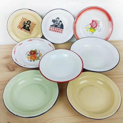 Retro Emaille Bord Klassiek Rond Fruitbord Snack Brood Dessert Schaal Voedsel Opbergbakjes Gestoomde Schaal Keuken Servies