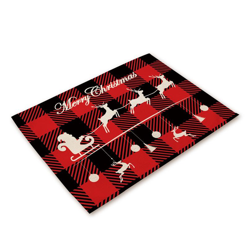 Western Style Stain-Proof Linen Placemat - Heat-Insulating and Decorative Christmas Table Mat