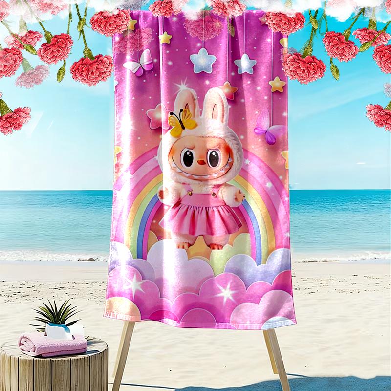 LABUBU Beach Towel, Multi-purpose Beach Towel Perfect for Camping and Beach Vacations