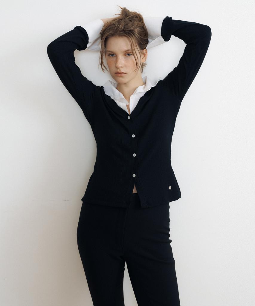 LUCIR ZU Jenny Layered Shirt Top (Black)