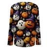 Damen Halloween bedrucktes rundhalsiges lockeres langärmeliges Oberteil