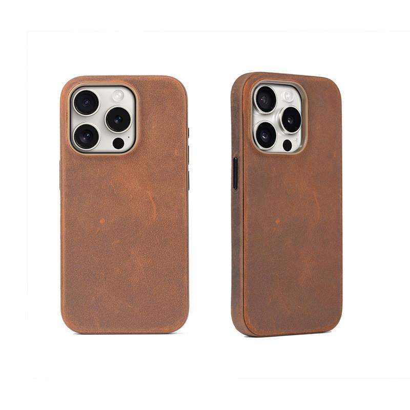 IPhone 15 Plus Case Pro Max Full Cover Magsafe Compatible Leather Back Shockproof
