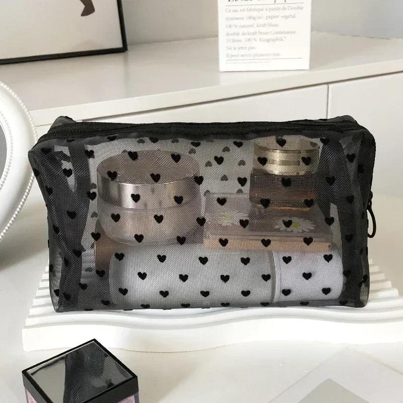 New Mesh Transparent Cosmetic Bags Small Large Clear Purple Makeup Bag Portable Travel Toiletry Organizer Lipstick Storage Pouch