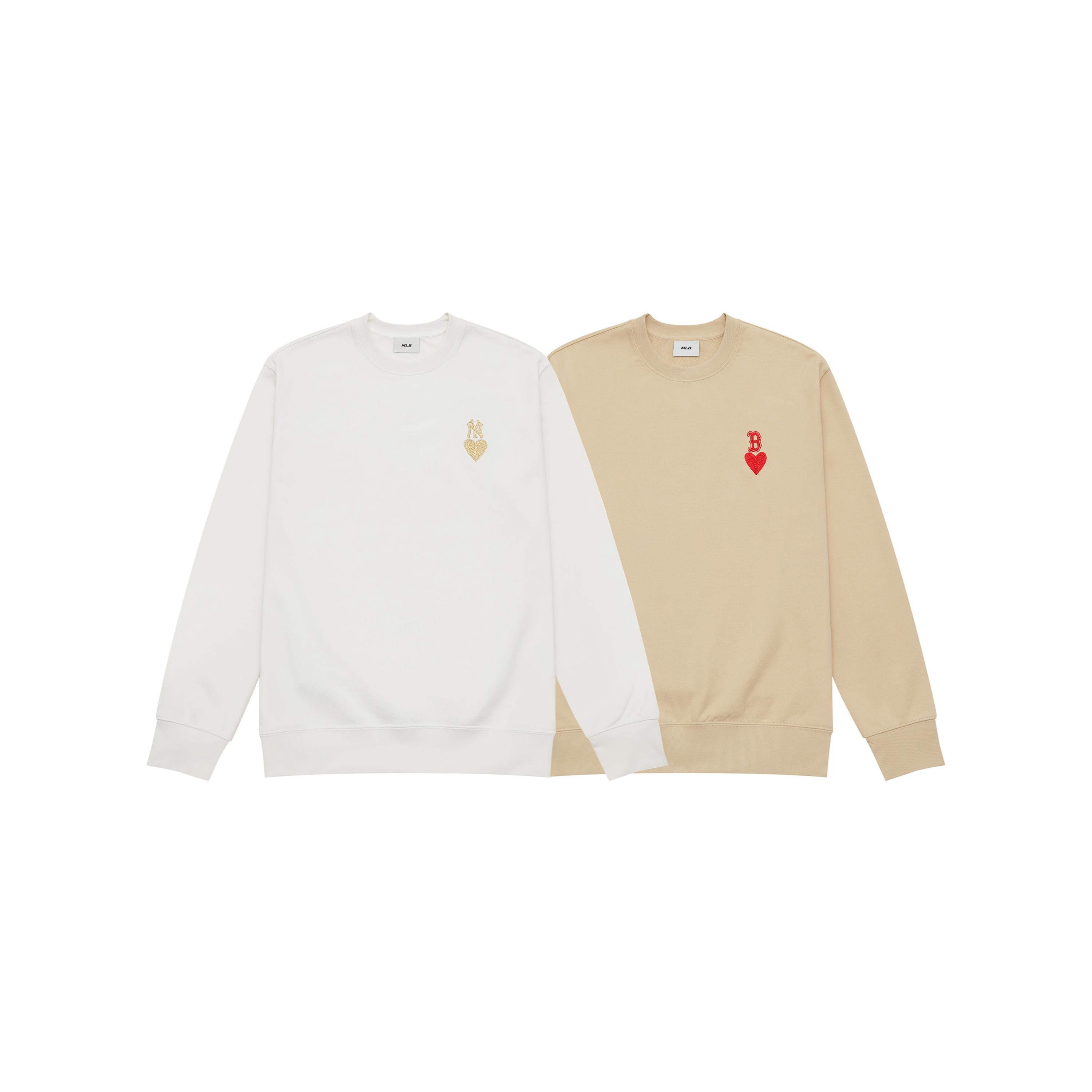 MLB New York Yankees Heart 24FW Sweatshirt Unisex 2 Pack Cream 3AMTH914450CRS--2 S