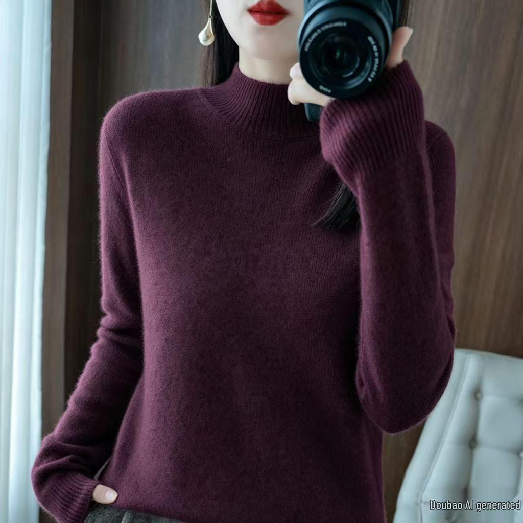 Damen Herbst/Winter Rollkragenpullover - Langärmlig, Locker, Figurbetontes Strick-Pullover