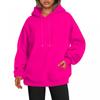 Womens Solid Color Hooded Sweatshirt Casual Loose Fit Long Sleeve Top