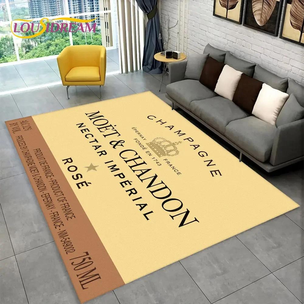 C-Champagne M-Moet & C-Chandon Teppich für Schlafzimmer Wohnzimmer Zuhause Sofa Dekoration, Kinderspiel Große Dekoration Bodenmatte Geschenk
