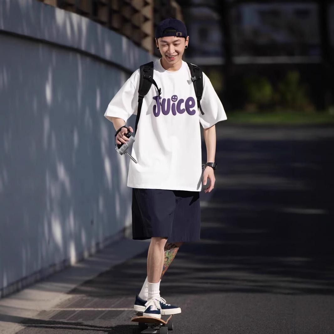 

Japanese Style Cotton Oversized Short Sleeve T-shirt - Unisex Retro Plus Size M чорний