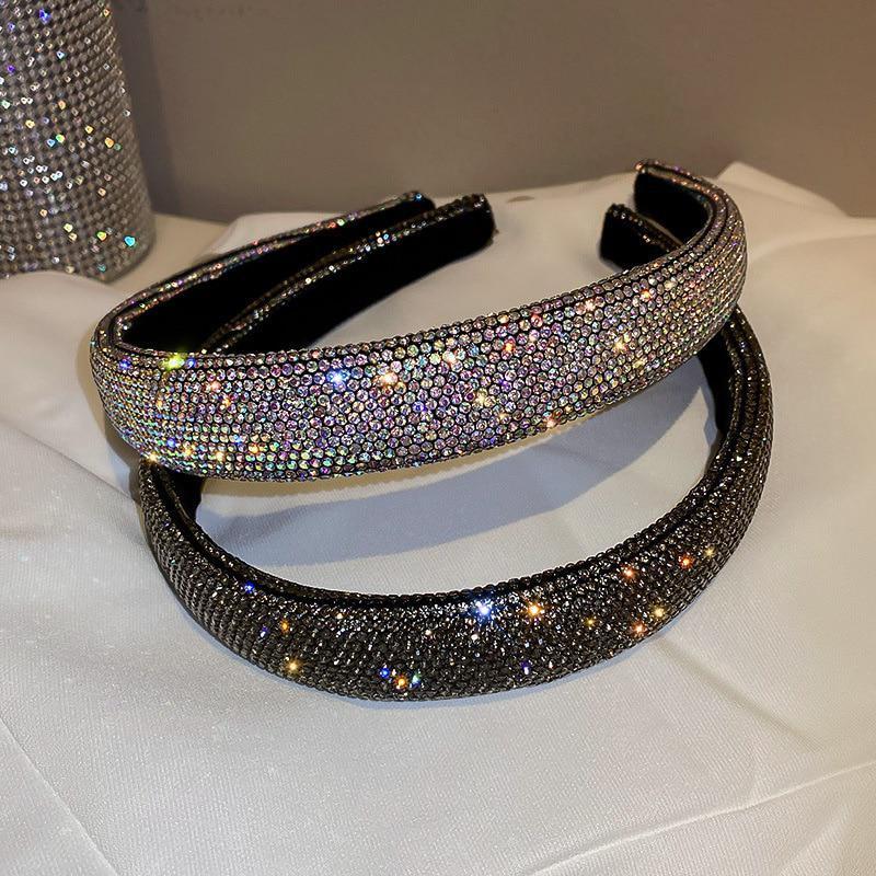 Shiny Full Rhinestone Headbands Silver Color Hairbands Velvet Headwear for Women Hair Accessories Jewelry Gifts