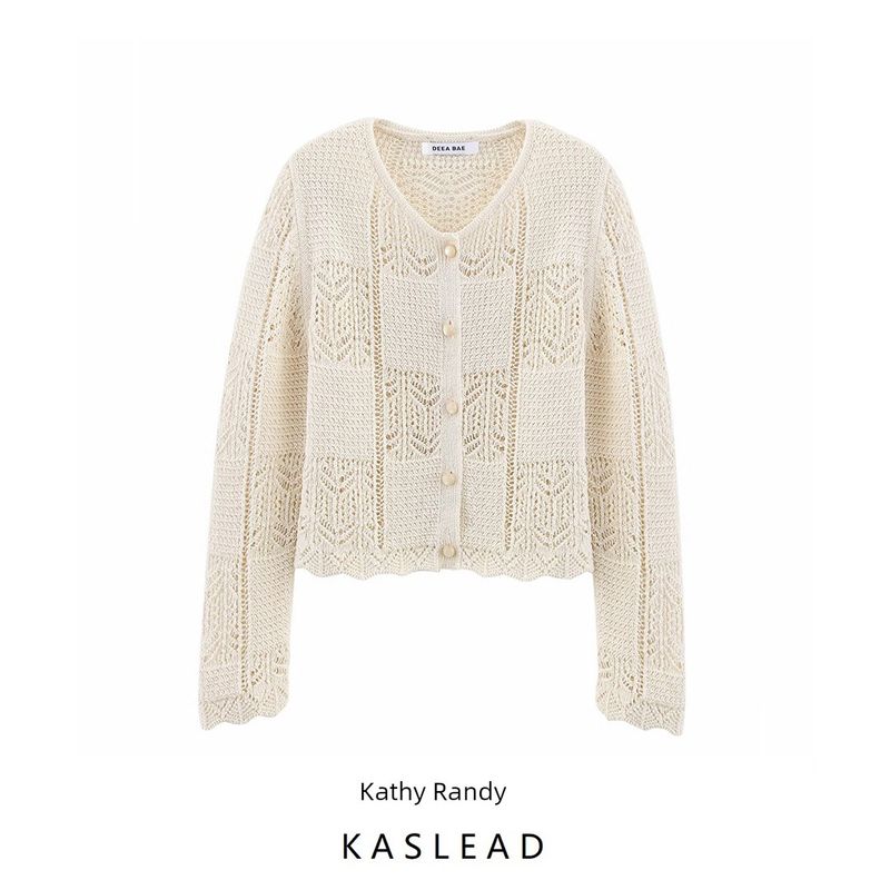 Kaslead New Women Clothes Western Style Fashion Simple Jacquard Mesh Knitted Outerwear 6771061