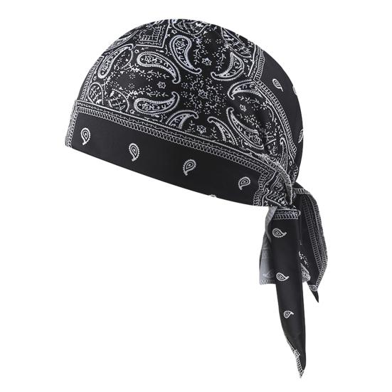 Chapéu Turban com Tiras Longas Ajustáveis Padrão Clássico de Castanha Tecido Macio Respirável Absorvente de Suor Chapéu Lenço de Cabeça