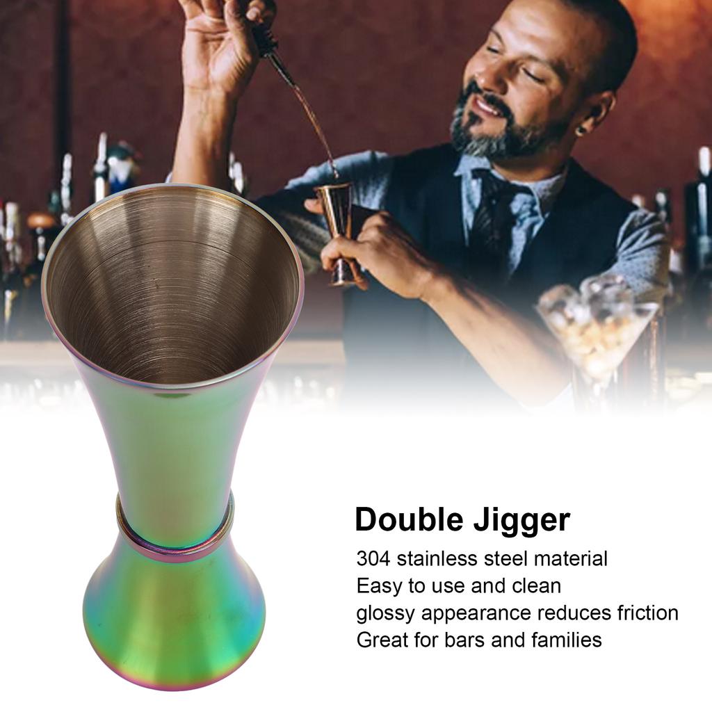Double Jigger 304 Stainless Steel Thicken Design Wide Opening Glossy Appearance Easy Cleaning Alcohol Measuring Tool