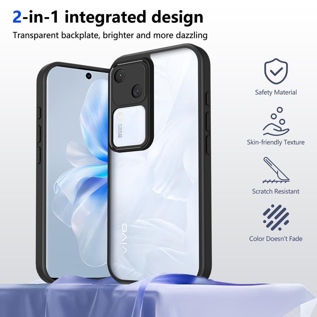 Vivo V30 5G V2318 Case Air Cushion Shockproof Silicone Bumper Clear Matte Back Cover Hard Phone Case for Vivo V30 VivoV30 2025