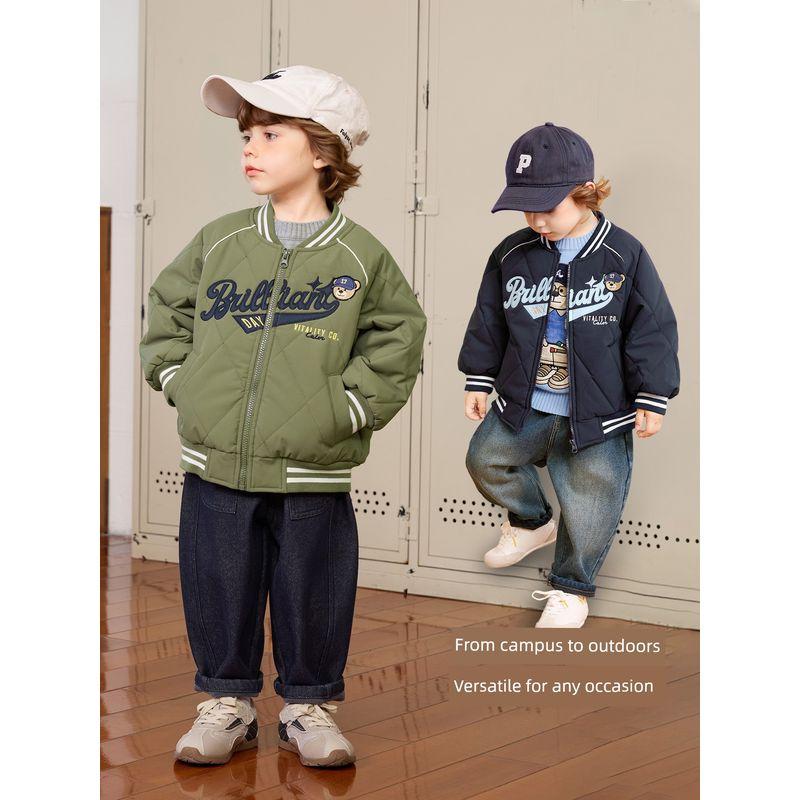 Right European Style Boys' Academy Bear Series Baseball Cotton Jacket Waterproof Warm Cotton Clothing Children's New Winter Style