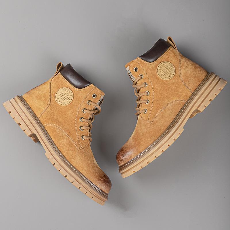 Martin boots women's rhubarb boots men's mountaineering new autumn thick-soled heightening boots men's short boots