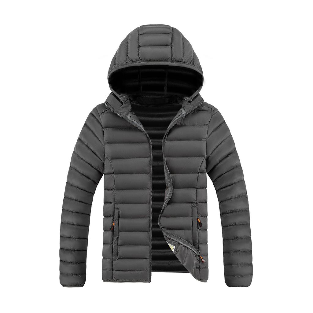 Men's Casual Cotton Jacket Hooded Solid Color Winter Daily
