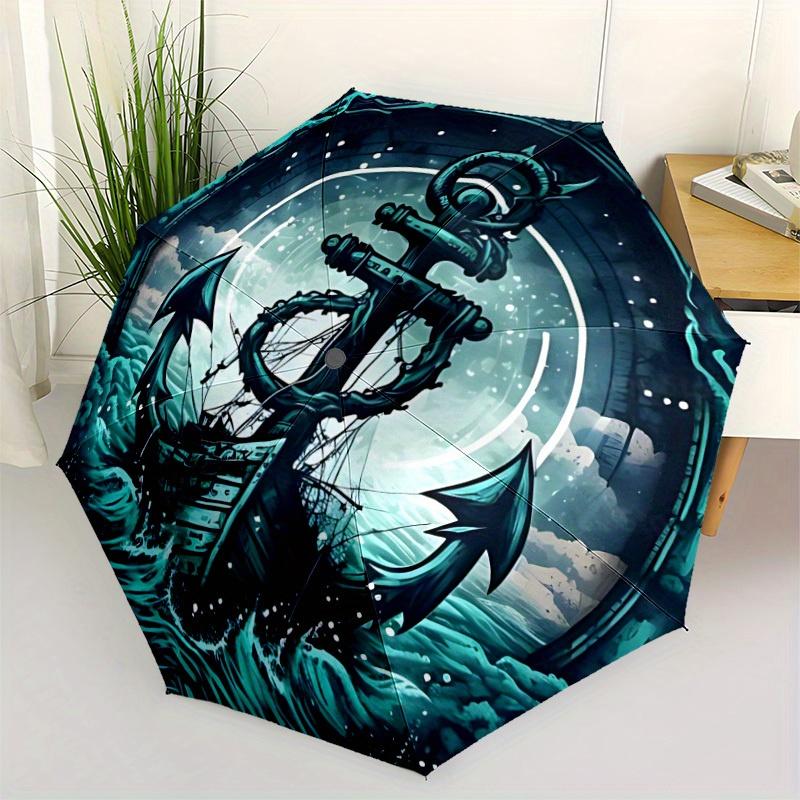 1pc Ocean Voyage Auto Open/close, All-Season Portable Folding Umbrella for Women & Men, Travel, Everyday, Formal Events -06179